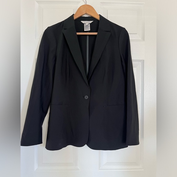 BANANA REPUBLIC BR Standard Black Button Front Performance Blazer Jacket Sz 8 - Picture 3 of 11